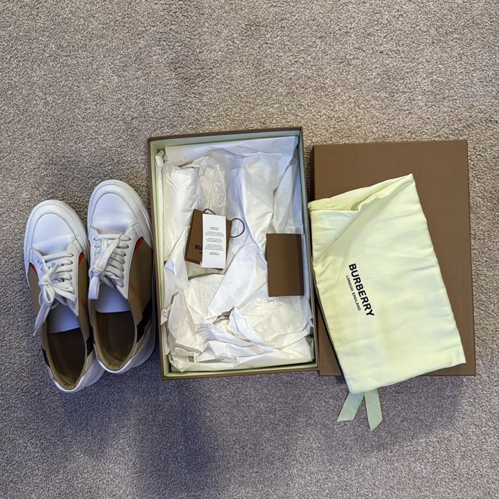 Burberry House Check and Leather Sneakers - Picture 14 of 16